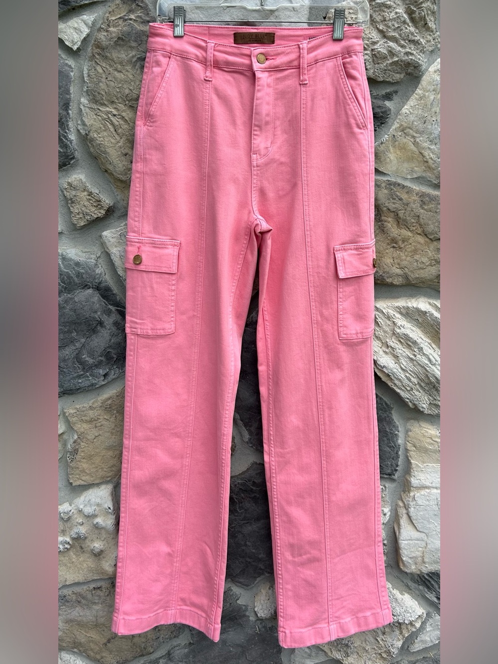 Judy Blue Cargo Jeans Size 5/27 Bubblegum Pink Trendy High Rise Denim Preppy